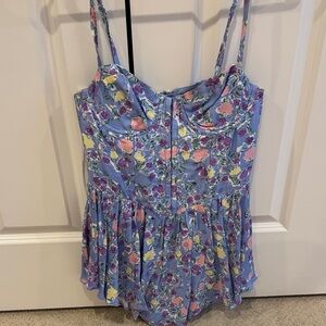 For love and lemons purple dress with one piece attached.